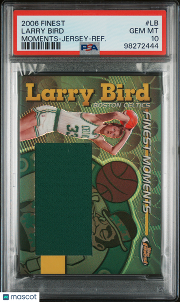 2006-07 Finest Larry Bird #LB Moments Jersey Refractor /299 HOF Game-Used Patch Parallel/Variety Insert PSA 10