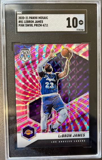 2020 Panini Mosaic Pink Swirl Prizm #81 Lebron James (SGC 10)