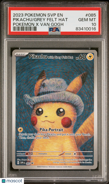 2023 Pokemon SVP EN-SV Black Star Promo Grey Felt Hat Pikachu Pokemon X Van Gogh PSA 10 #085