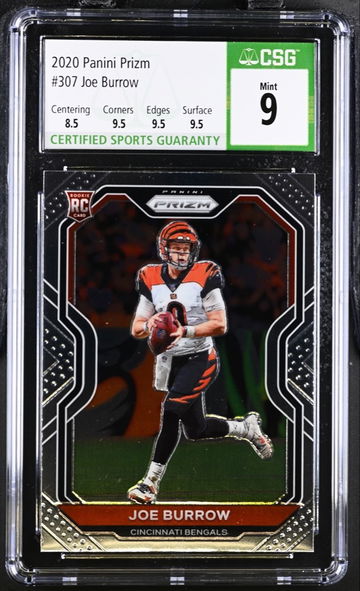 2020 Panini Prizm Joe Burrow Rookie CSG 9 with 3 9.5 Sub Grades