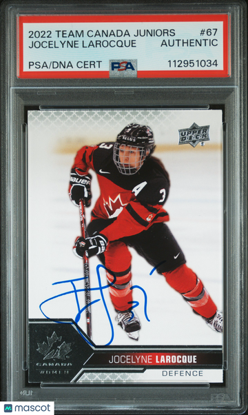 2022-23 Upper Deck Team Canada Juniors Jocelyne Larocque #67 PSA A Auto A