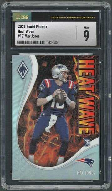 2021 Panini Phoenix Mac Jones RC Heat Wave #17 New England Patriots - CSG 9