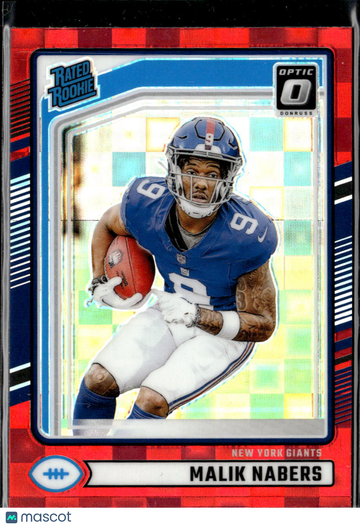 Malik Nabers 2024 Panini Donruss Optic Prizm Red Checkerboard New York Giants
