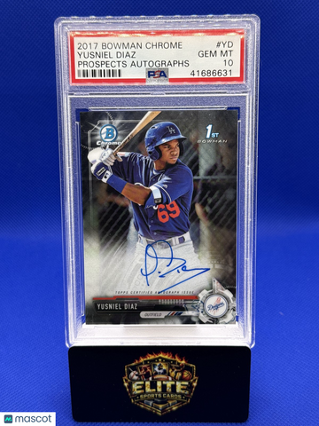2017 Bowman Chrome Yusniel Diaz #CPA-YD Prospect Autographs AU PSA 10