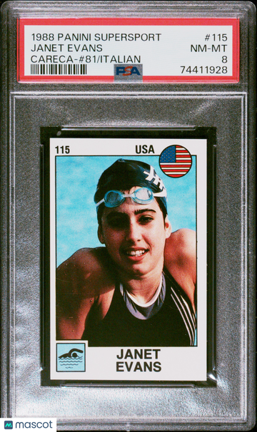 1988 Panini Supersport Italian Janet Evans #115 Careca #81 Italian PSA 8
