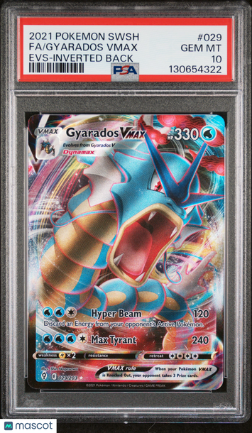 2021 Pokemon Sword & Shield Evolving Skies Gyarados VMAX Fa Evs-Inverted Back PSA 10 #029