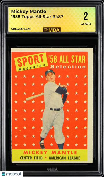 1958 Topps Mickey Mantle #487 All-Star MBA 2