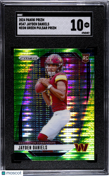 2024 Panini Prizm Jayden Daniels #347 Neon Green Pulsar SGC 10