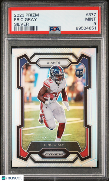 2023 Panini Prizm Eric Gray #377 Silver Short Print Rookie PSA 9