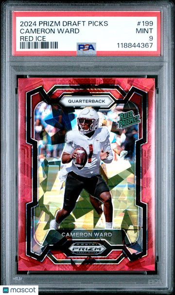 2024 Panini Prizm Draft Picks Cameron Ward #199 Red Ice PSA 9