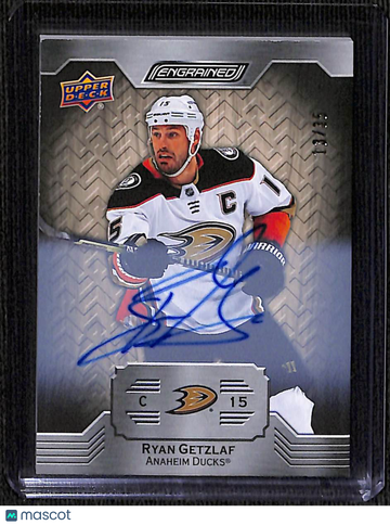 2019-20 Upper Deck Engrained Hockey Ryan Getzlaf #71 White Birch Auto /35 Short Print White Birch Auto