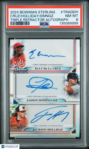 2024 Bowman Sterling Triple Refractor Autographs Dmngz Holliday Cruz #TRADDH Refractor / Parallel/Variety Rookie PSA 8 T