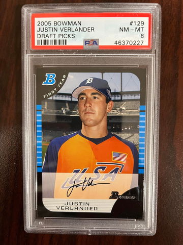 2005 Bowman Draft Picks Justin Verlander PSA 8