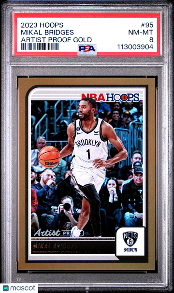 2023 Panini NBA Hoops Mikal Bridges #95 Artist Proof Gold /10 PSA 8