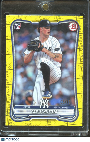 2026 Topps Bowman Cam Schlittler #53 Yellow /75 RC
