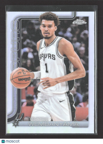 2025 Topps Chrome Refractor #221 Victor Wembanyama San Antonio Spurs Basketball Card Excellent