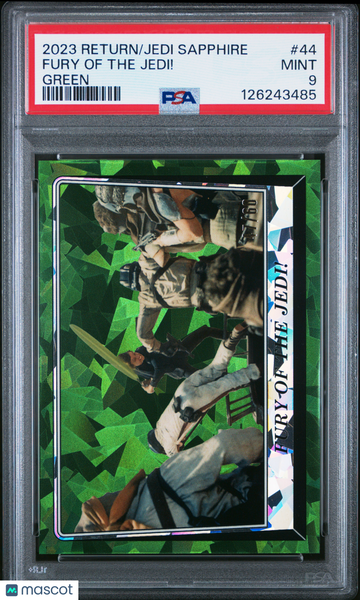 2023 Topps Chrome Sapphire Star Wars Return Of The Jedi Fury Of The Jedi! #44 Green PSA 9