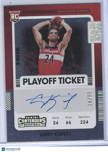 2021-22 Panini Contenders Corey Kispert #24 Playoff Ticket Rookie