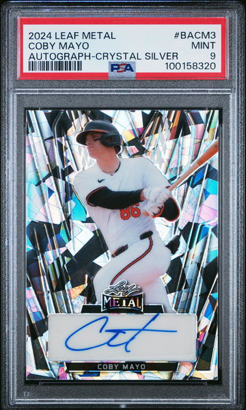 2024 Leaf Metal Autographs Crystal Silver Coby Mayo #BACM3 /15 PSA 9