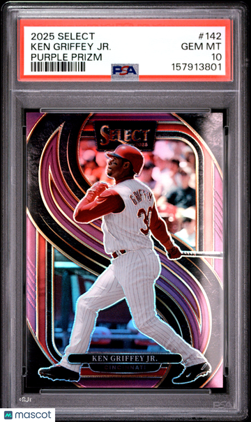 2025 Panini Select Ken Griffey JR. Purple Prizm /75 #142 PSA 10