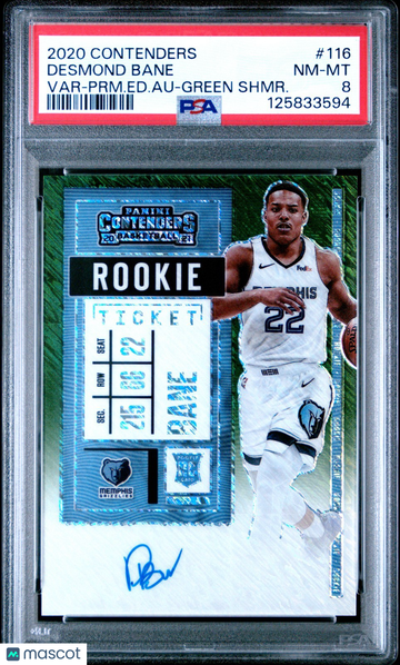 2020 Panini Contenders Desmond Bane #116 Green Rookie PSA 8 Panini Authentic