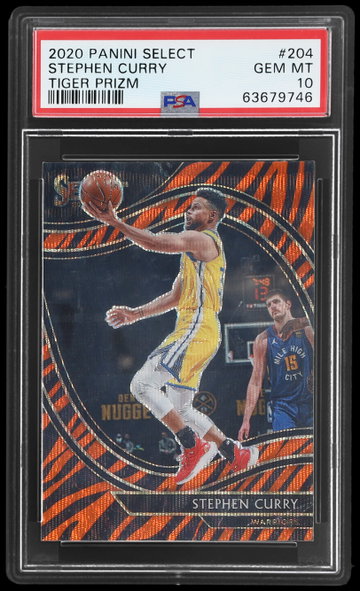 2020 Panini Select Stephen Curry Courtside Tiger Prizm PSA 10