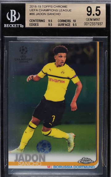 JADON SANCHO ROOKIE RC BGS 9.5 2018 TOPPS CHROME UEFA CHAMPIONS LEAGUE 