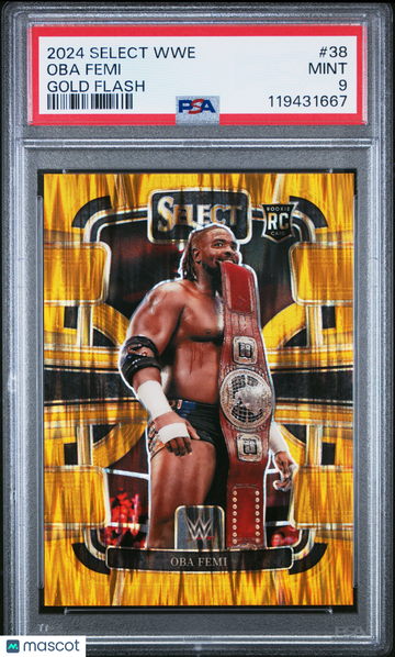 2024 Panini Select WWE Oba Femi #38 Gold Flash /10 PSA 9