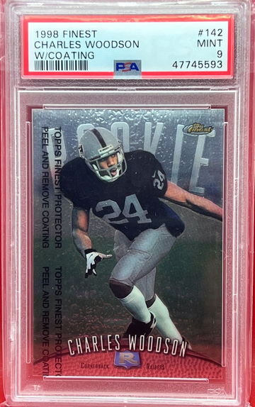 1998 Topps Finest Charles Woodson #142 w/coating PSA 9