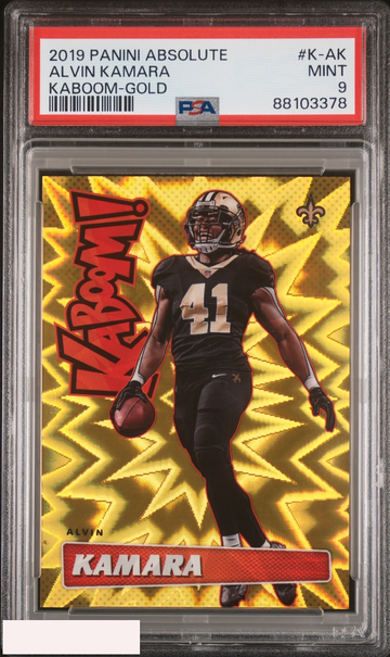 2019 PANINI ABSOLUTE KABOOM! ALVIN KAMARA #K-AK GOLD 9 OF 10 PSA 9 MINT