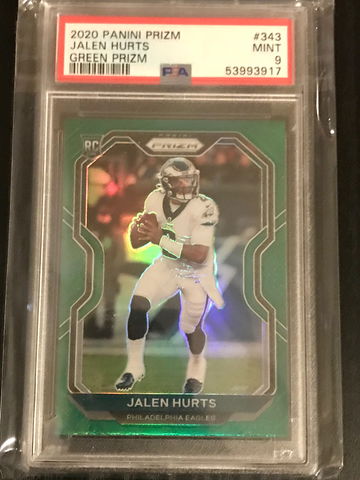 2020 Panini Prizm Jalen Hurts Green Prizm PSA 9 Rookie