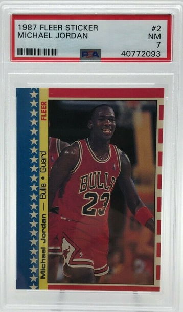 1987 Fleer Sticker Michael Jordan #2 PSA 7 NM - Great Investment! 2nd Year