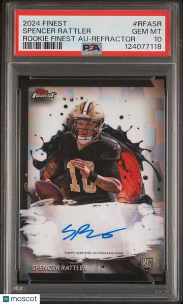 2024 Topps Finest Rookie Finest Autographs Spencer Rattler #RFASR Refractor Rookie PSA 10