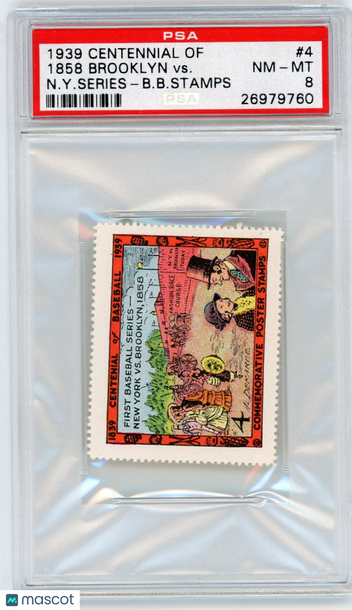 1939 Centennial Of Baseball Stamps 1858 Brooklyn VS. NY Series #4 PSA 8