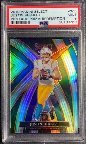 2019 Select Justin Herbert XRC Rookie #303 Silver Prizm Redemption PSA 9 MINT 