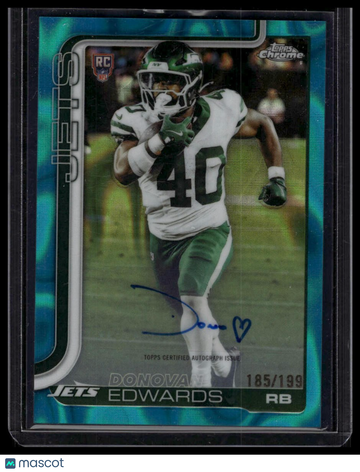2025 Topps Chrome Donovan Edwards #RA-DE Chrome Rookie Autographs Aqua Lava Refractor SN AU