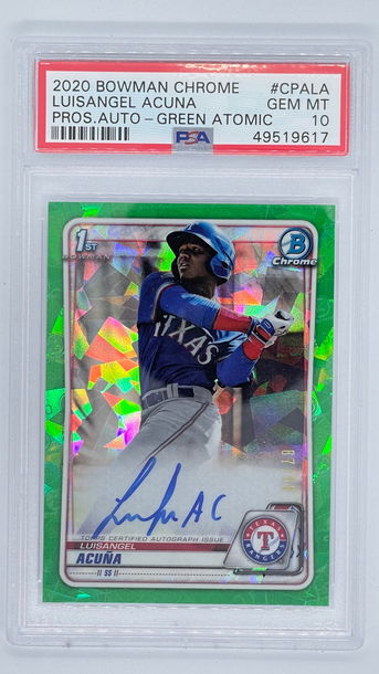 2020 Bowman Chrome LuisAngel Acuna Green Atomic PSA 10 Auto