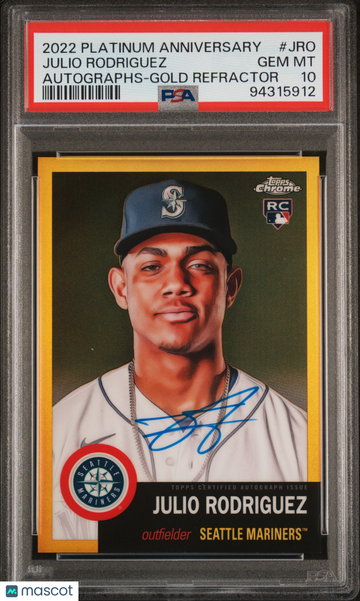 2022 Topps Chrome Platinum Anniversary Autograph Julio Rodriguez #JRO Autographs Gold Refractor PSA 10 Auto