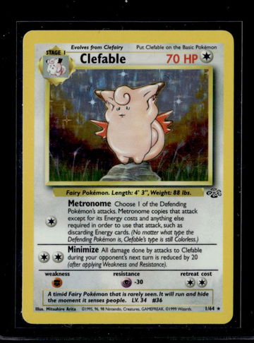 1999 Pokemon Jungle #1/64 Clefable Holo