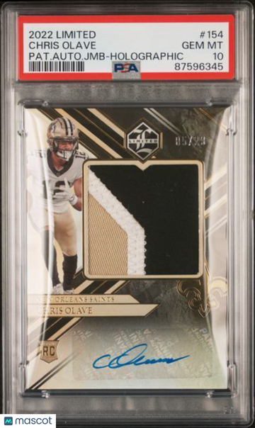 2022 Panini Limited Chris Olave #154 Pat. Autograph JMB Holographic PSA 10