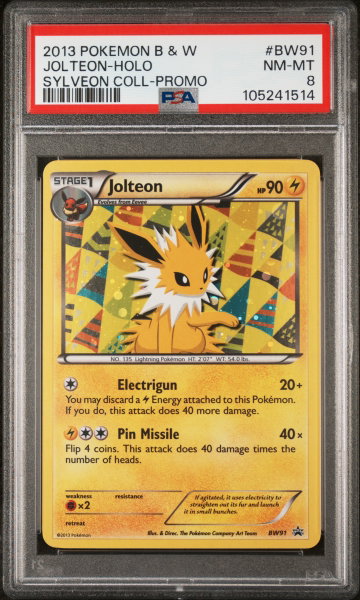 2013 Pokemon Black and White Sylveon Collection Holo Jolteon #BW91 PSA 8