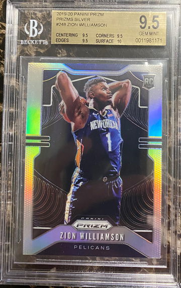 2019-20 zion williamson #248 silver prizm 9.5 gem mint plus mt + surface 10