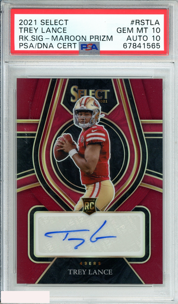 2021 SELECT TREY LANCE#RSTLA RK SIG-MAROON PRIZM 16 OF 49 RC PSA 10 GM AU 10