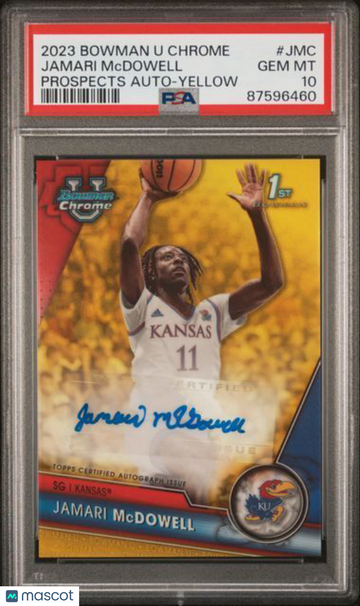 2023 Bowman University Chrome Bowman Chrome Prospects Autographs Jamari Mcdowell #JMC Yellow Ref PSA 10
