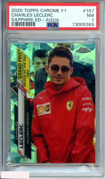 2020 TOPPS CHROME F1CHARLES LECLERC #167 SAPPHIRE ED-AQUA 59 OF 99 PSA 7