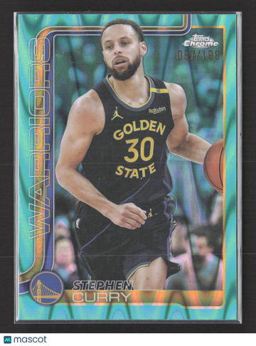 2025 Topps Chrome Basketball Stephen Curry #201 Aqua RayWave /199