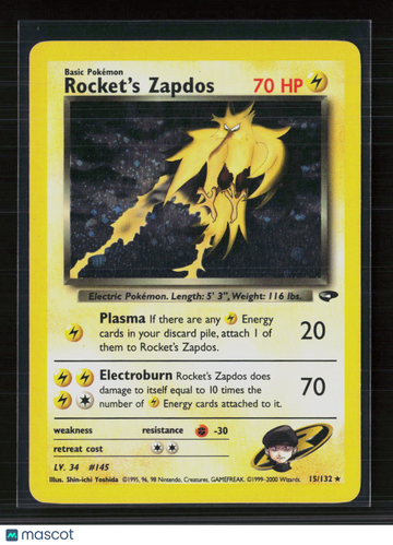 2000 Gym Challenge Rocket's Zapdos Holo Rare #15/132