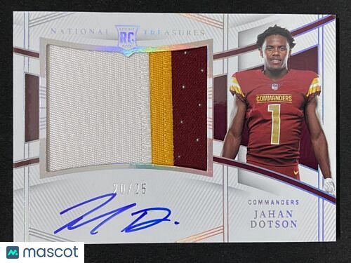 2022 Panini National Treasures Jahan Dotson RC Patch Auto /25