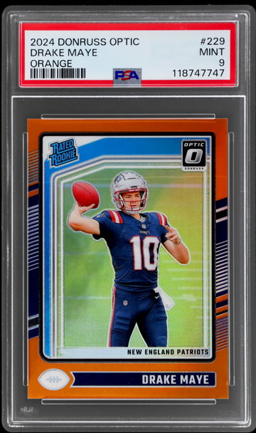 2024 Donruss Optic Drake Maye Rated Rookie Orange PSA 9 RC
