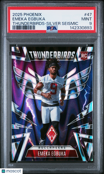 2025 Panini Phoenix Thunderbirds Emeka Egbuka #47 Silver Seismic /99 Rookie PSA 9